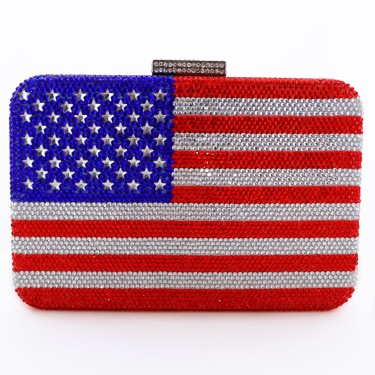 Crystal-Embellished  American Flag Evening Clutch