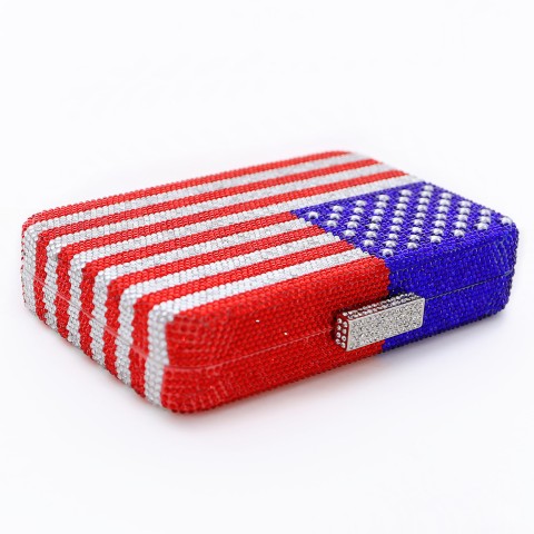 Crystal-Embellished  American Flag Evening Clutch