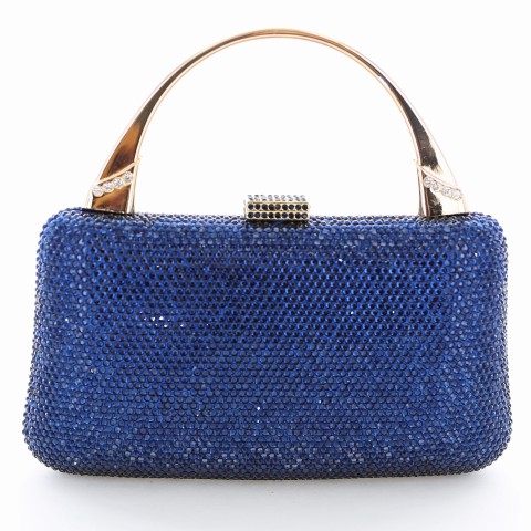 Crystal-Embellished Top Handle Evening Clutch