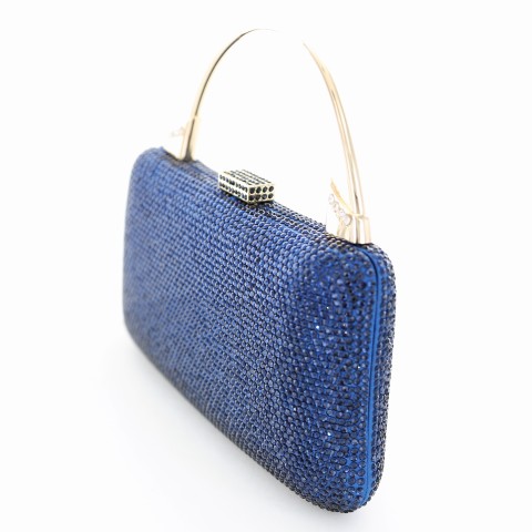 Crystal-Embellished Top Handle Evening Clutch