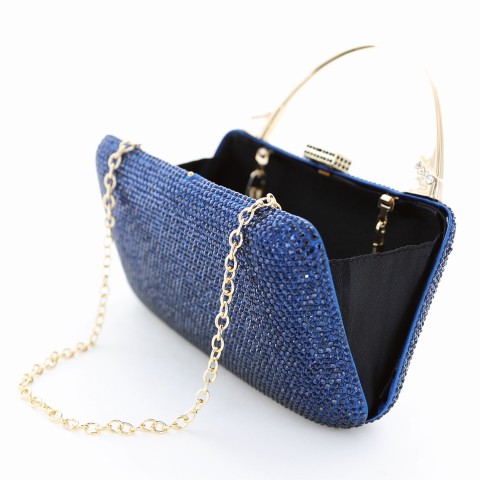 Crystal-Embellished Top Handle Evening Clutch