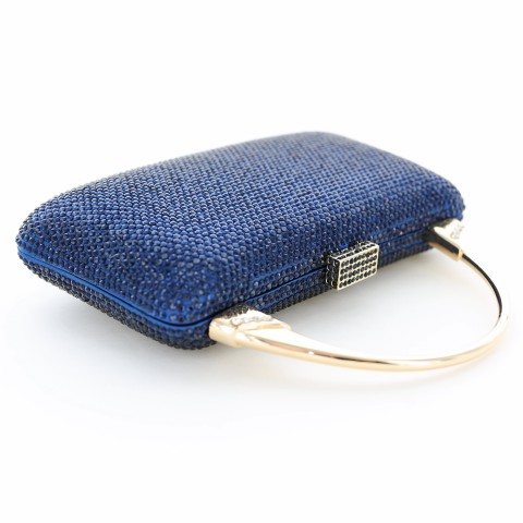 Crystal-Embellished Top Handle Evening Clutch