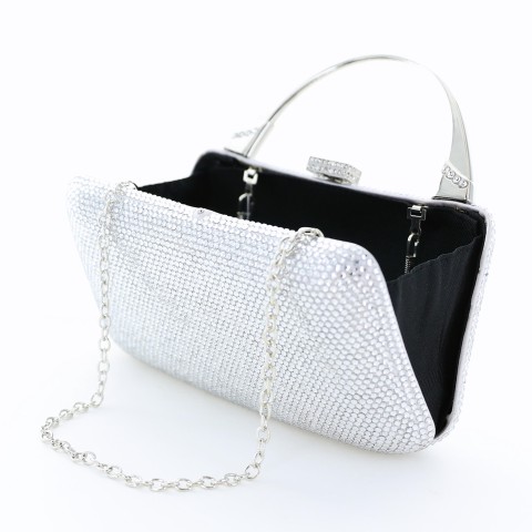 Crystal-Embellished Top Handle Evening Clutch