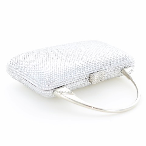 Crystal-Embellished Top Handle Evening Clutch