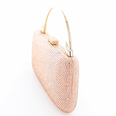 Crystal-Embellished Top Handle Evening Clutch