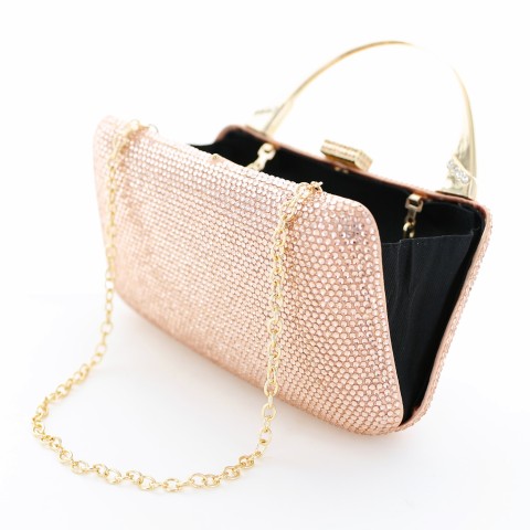 Crystal-Embellished Top Handle Evening Clutch