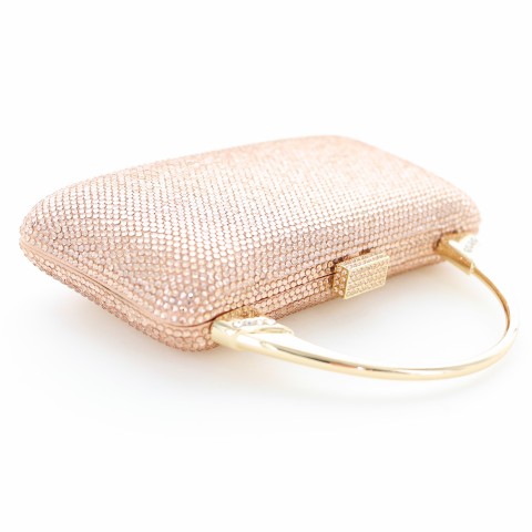 Crystal-Embellished Top Handle Evening Clutch