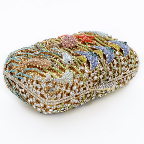 Crystal-Embellished Aquarium Evening Clutch Bag