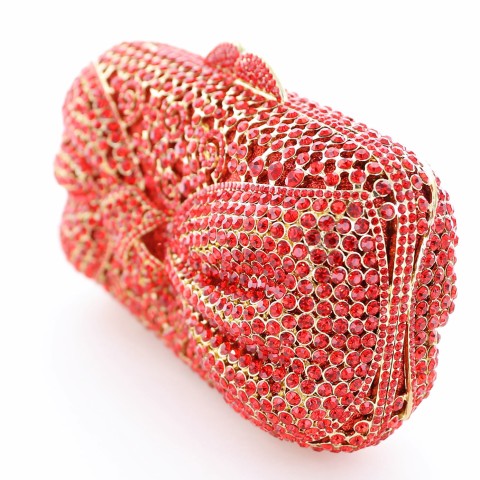 Crystal-Embellished Bow Evening Clutch