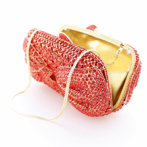 Crystal-Embellished Bow Evening Clutch