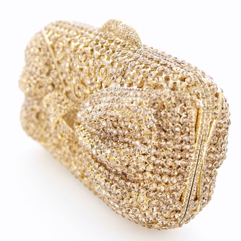 Crystal-Embellished Bow Evening Clutch