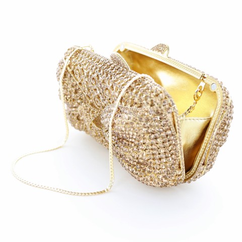 Crystal-Embellished Bow Evening Clutch