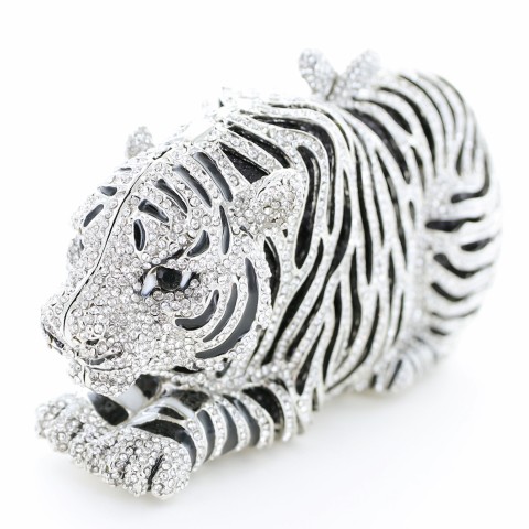 Crystal-Embellished Tiger Evening Clutch (Large)