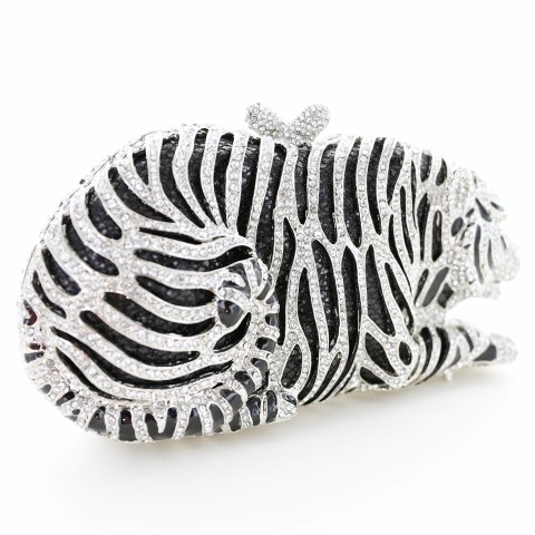 Crystal-Embellished Tiger Evening Clutch (Large)