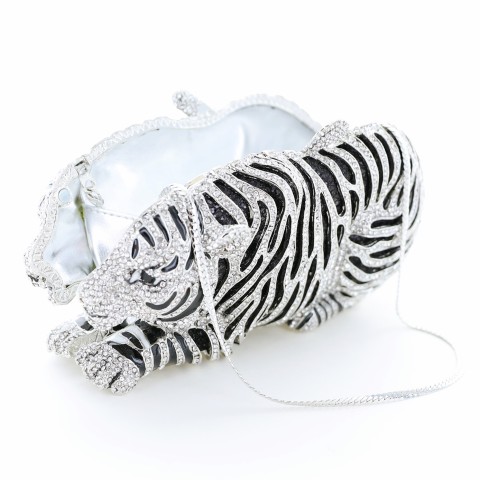 Crystal-Embellished Tiger Evening Clutch (Large)