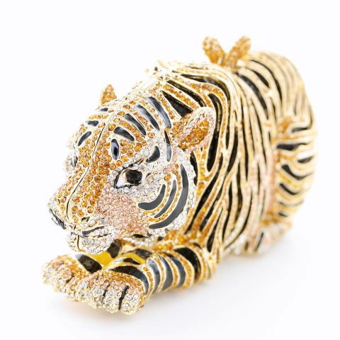 Crystal-Embellished Tiger Evening Clutch (Large)