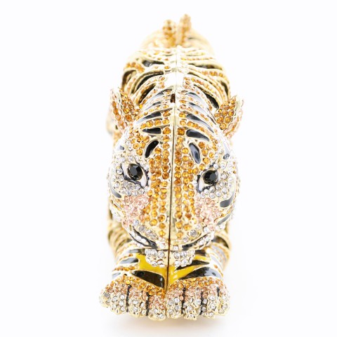 Crystal-Embellished Tiger Evening Clutch (Large)