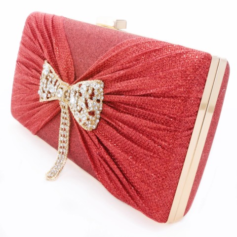 Glitter Rhinestone Bow Evening Clutch Purses