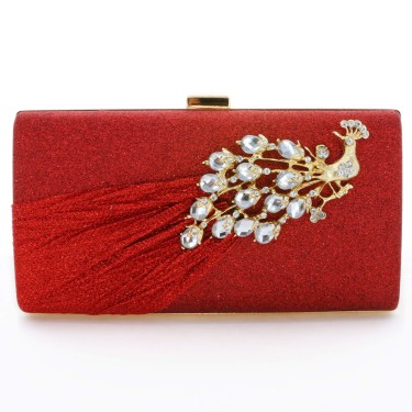 Glitter Rhinestone Pecok Evening Clutch Purses