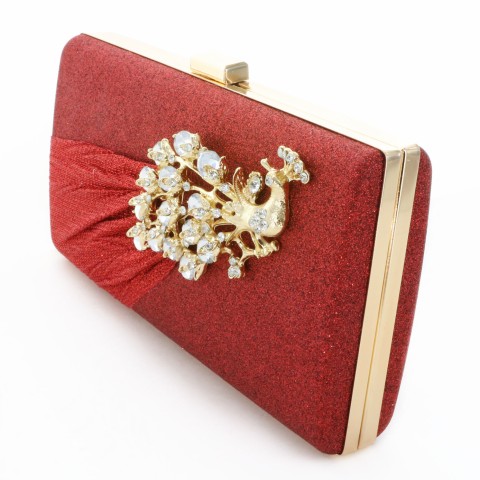 Glitter Rhinestone Pecok Evening Clutch Purses