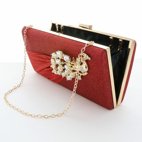 Glitter Rhinestone Pecok Evening Clutch Purses