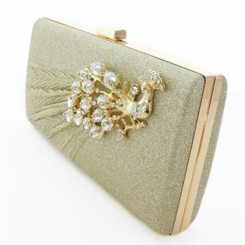 Glitter Rhinestone Pecok Evening Clutch Purses