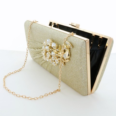 Glitter Rhinestone Pecok Evening Clutch Purses