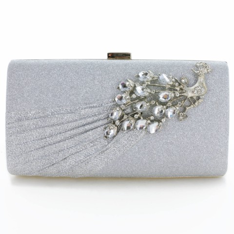 Glitter Rhinestone Pecok Evening Clutch Purses