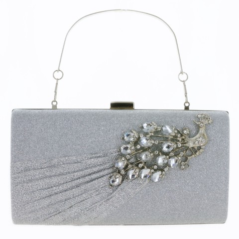 Glitter Rhinestone Pecok Evening Clutch Purses